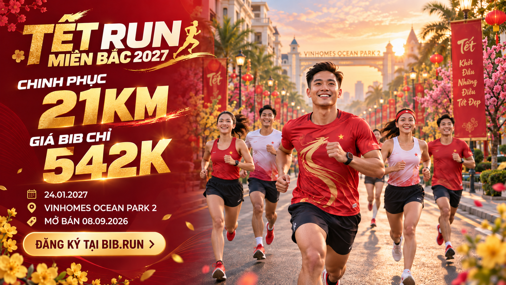TẾT RUN MIỀN BẮC 2027 - CHINH PHỤC 21KM, GIÁ BIB CHỈ 542K